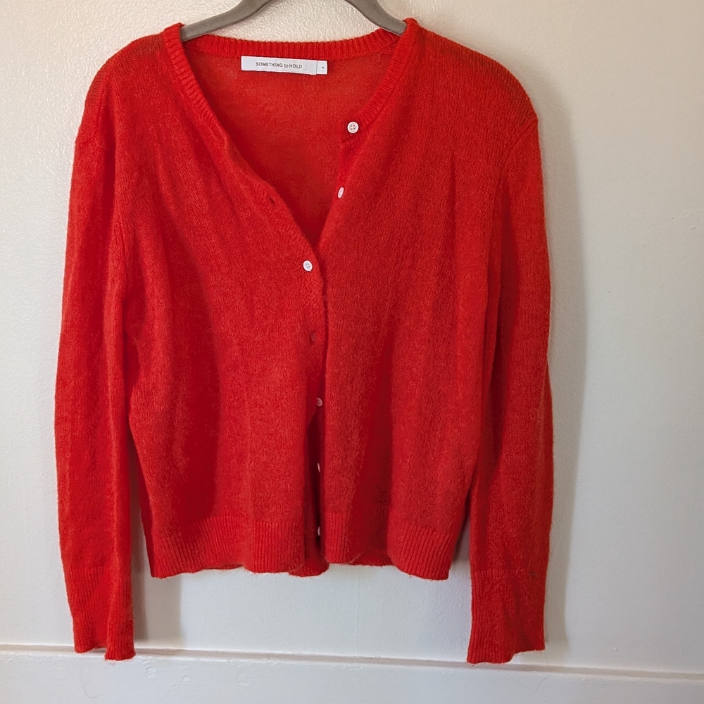 Something To Hold Vermillion Red Button-Up Cardigan